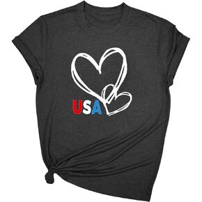 4th Fourth of July Tops Cotton Shirts Short Sleeve USA Red White Blue Star Stripes Shirts American Pride Tees Tops