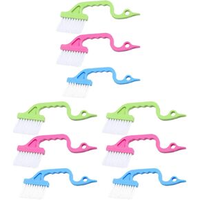 9pcs Handheld Slot Cleaning Brush Creative Window Groove Cleaner Ergonomic Design Includes Rosy Blue for Deep Cleaning Gaps Home Spaces