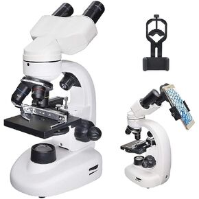 Binocular Biological Microscope 40X-1600X Magnification with 360° Rotatable Head, LED Illumination for School & Lab Use