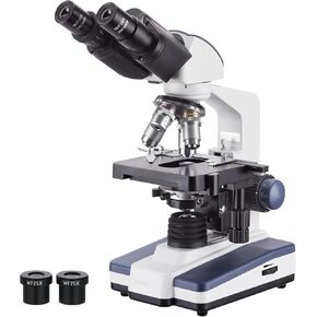 40X-2500X LED Binocular Compound Microscope with 3D-Stage, Coaxial Coarse & Fine Focus, Adjustable Diopter & Illumination for Lab and Educational Use