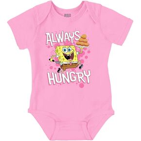 Brisco Brands Funny SpongeBob Cartoon Always Hungry Baby Romper Boys or Girls