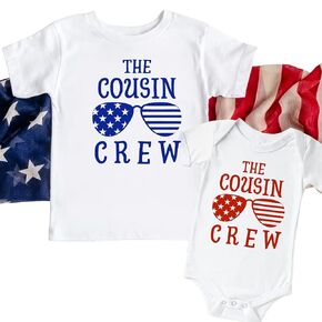 Fourth of July Cousin Crew Shirts, Patriotic Toddler Shirts, Baby 4th of July Onesie, Newborn Fourth of July Outfits, Sibling Matching Shirts, Twin Baby 4th of July Outfit
