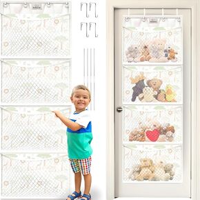Stuffed Animal Storage – Over Door Toy Organizer for Plush, Stuffies & Soft Toys – Large Mesh Bag Hammock Hanging Storage for Girls, Boys, Toddlers, Baby Room – Space Saver Solution