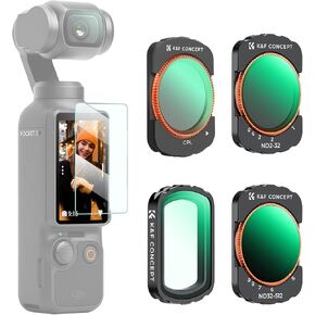 K&F Concept Magnetic Variable ND&UV&CPL Filter Set Compatible with DJI OSMO Pocket 3 Creator Combo, 4 Pack UV CPL ND2-32 ND32-512 1-9Stops Light Reduction Neutral Density HD Optical Glass Filters