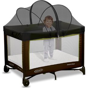 حزمة N Play Tent Cover-غطاء Bassinet لـ Pack N Play/Travel Crib/Mini Crib/Playpen ، غطاء صافل Mosquito Bassinet مع سحابات ثنائية الاتجاه (أبيض)