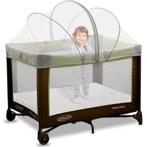 حزمة N Play Tent Cover-غطاء Bassinet لـ Pack N Play/Travel Crib/Mini Crib/Playpen ، غطاء صافل Mosquito Bassinet مع سحابات ثنائية الاتجاه (أبيض) in Kuwait