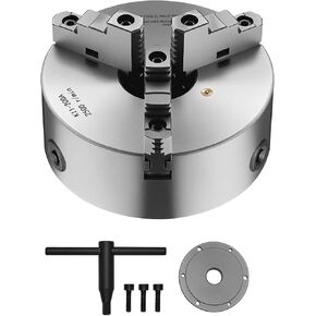 Happybuy 8 - Inch (200 mm) 3 - Jaw Lathe Chuck. Self - Centering with 2 1/4 in - 8 Threaded Backing Plate. Clamping Range: 0.16-7.87 in (4-200 mm), Comes with T - wrench Screws