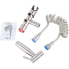 Bidet Sprayer for Toilet, Stainless Steel Flows Adjustable Handheld Sprayer with 1.5m Telescopic Tube, Cloth Diaper Sprayer Set for Bathroom