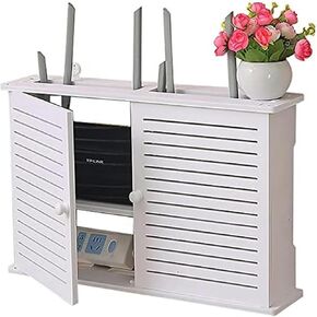WiFi Router Box，Router Shelf， Wall-Mounted Floating Router Shelf/2 Tiers Set-top Box Supports/Storage Wall-Mounted Shelf Bracket/Home and Office Router Adjustable Cable Box Stands