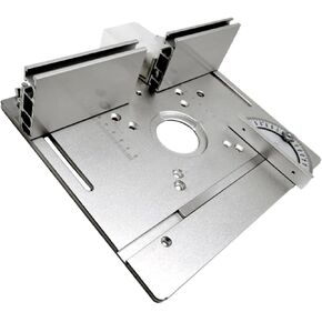 Aluminum Alloy Router Table Insert Plate with 180° Rotatable Sliding Ruler Adjustable Sliding Fence for Routers Trimmers