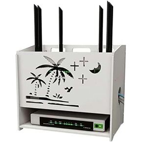 WiFi Router Box，Router Shelf， Router Storage Box,Wall Mount Router Stand 4 Tiers Set-top Box Supports Floating Wall Mounted Shelf Home and Office Router Adjustable Cable Box Stands
