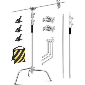 شاق C-Stand مع ذراع الطفرة القابلة للتمديد-أقصى ارتفاع 10.5 قدم/320 سم لمعدات التصوير الفوتوغرافي الاستوديو