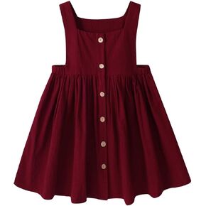 Toddler Baby Girls Dress Sleeveless Button Down Dress Kids Summer Cotton Linen Beach Butterfly Sundress