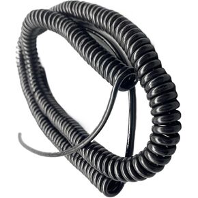 Spiral Telescopic Spring Coiled Cable Wire - Pure 5 Core Expandable Power Spiral Cable 17AWG Elastic Spiral Cable Telescopic Wire Black Stretch Spring Cord spiral extension(Stretch 3.75 Meters)