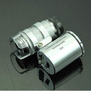 Mini 60X Magnifier Microscope UV Jeweler Loupe Currency Detector with LED Light Micro Scope