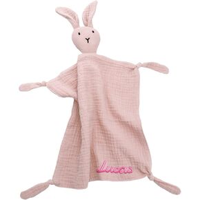Personalized Muslin Lovey Blanket, Embroidered Baby Security Blanket Bunny Comforter, Soft Sleeping Toy, Personalized Baby Gift, Custom Name