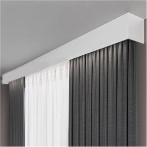 Curtain Track Blackout Aluminum Curtain Box, Single Track Side Mounted Curtain Box, Suitable for Decorating Living Room, Reliable Curtain Cloth(Gray,1.7meter)
