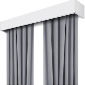 Curtain Box Track Silent Glider Rail Aluminum Alloy Integrated Pulley Double Track Side Mount Curtain Rail Bay Window Cover Baffle(2.4meter)