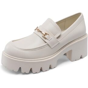 Women Loafers Platform Chunky Heel Slip On Lug Sole Casual Office Business Shoes