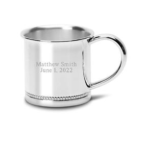 Cunill Personalized Silverplate Cup | كأس الطفل الفضي للخرز | هدية تذكار شخصية | تم تعبئتها في صندوق هدايا مخصص Cunill Red من قطعتين