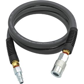 YOTOO Hybrid Lead-in Air Hose 1/2-Inch by 6-Feet 300 PSI Heavy Duty, Lightweight, Kink Resistant, All-Weather Flexibility with 3/8" Industrial Quick Coupler and Plug, Gray