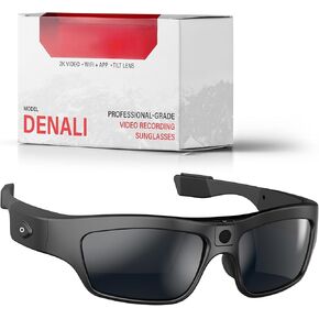 Denali 2K/1080P HD Camera Glasses POV Video Recording Sport Sunglasses DVR Eyewear, Up to 60fps, 64gb Memory