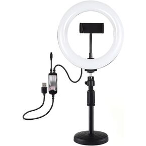 7.9 بوصة ضوء صورة شخصية مع حامل حامل الهاتف المحمول للتصوير الفوتوغرافي لتصوير فيديو LED Broadcast Live