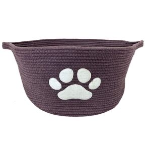 CubesLand Dog Toy Basket for Organizing, Cute Cotton Rope Woven Dog Clothes Storage Basket Bin with Sturdy Handles, Perfect Doggie Birthday Gift Baskets Pet Toys Organizer Box, Brown
