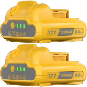 4.0Ah 12V Battery Compatible with Dewalt 12V Max Battery - Replacement for DCB120, DCB121, DCB127 DCB124 - Lithium-Ion Rechargeable Batteries for Dewalt 12volt Cordless Tools 2-Pack