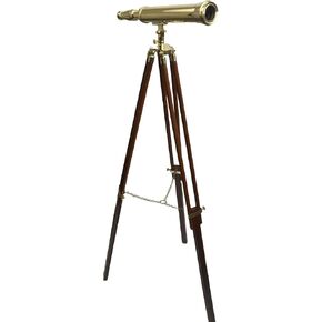 Heritage Lookout 18" Brass Telescope with 10X Magnification & 37mm Lens – Mounted on Wooden Tripod with Brass Fittings