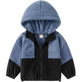 Meufam Baby And Toddler Boys Color Block Hooded Sweatshirts Long Sleeve Sherpa Fleece Full-Zip Hoodies Fleece Jacket