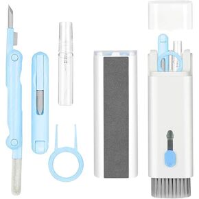 Electronic Screen 7 in 1 Keyboard Cleaner kit, Laptop Cleaner with Brush, Portable Multifunctional Cleaning Tool for Airpods pro/Laptop/Phone/Computer/Screen with 5ml Touchscreen Cleaners Mist (Pink)