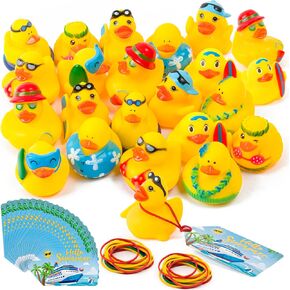 H1vojoxo Summer Beach Rubber Ducks - 20 Set Summer Surfing Rubber Duckies for Cruise Ship Novelty Funny Bathtub Duck Tags Kit for Swimming Pool Baby Shower Goodie Bag Fillers Birthday Party Favor Gift