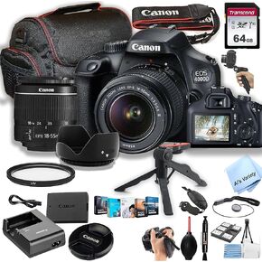 Canon EOS 4000D / Rebel T100 DSLR Camera w/EF-S 18-55mm F/3.5-5.6 Zoom Lens + 64GB Memory, Case, Gripster Tripodpod, and More (26pc Bundle) (Renewed)