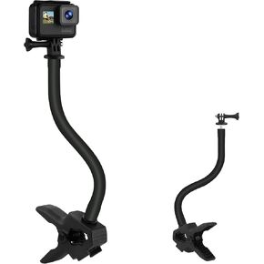 Camera Jaws Flex Clamp Mount,11.8 inch Flexible Gooseneck Arm,Compatible with Gopro Hero 13/12/11/10/9/8/7/6/5/4/Max/Fusion,Insta360 one X1/X2/X3/R/RS,Mevo Start,DJI Osmo Pocket3 Action Camera