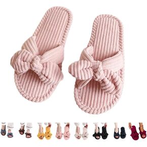 القوس عقدة النعال نساء لطيف corduroy النعال preppy kawaii منزل النعال مريح الشرائح المفتوحة اصبع القدم الصنادل أحذية إيفا وحيد دافئ داخلي في الهواء الطلق المنزل