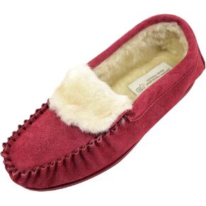 السيدات الأحذية المطلقة/نساء من جلد الغزل من جلد الغنم moccasins/slippers مع نعل المطاط