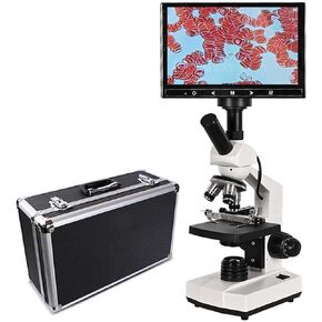 Microscope Kit 9-inch LCD Digital Microscope Binocular Monocular Biological USB led 5MP Electronic Eyepiece OSL-030 Microscope Lens Adapters