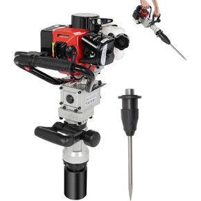 Upgrade T-Post Driver, 32.7CC 2-Stroke Gas-Powered Fence Post Driver, Heavy-Duty Petrol Pile Driver with SDS Max Drill and Conversion Head, New Model for Efficient Installation