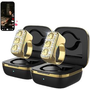 حلقة التمرير Tiktok مع حزمة Rhinestone 2 ، التحكم عن بُعد لـ Tiktok/YouTube Shorts/Instagram بكرات ، صفحة Bluetooth Turner لـ iPad/Kindle App/iPhone/Android (الذهب)