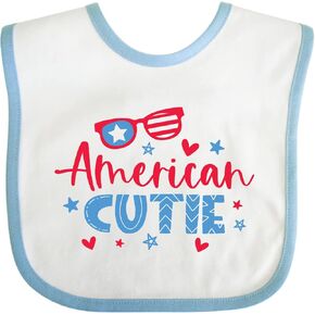 inktastic 4th Of July American Cutie Red and Blue Stars and Hearts Baby Bib