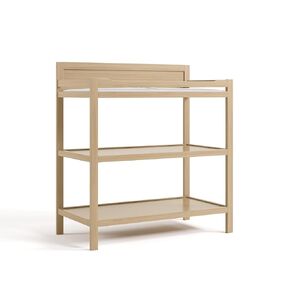 Storkcraft Alpine Changing Table (Driftwood) - Includes Water Resistant Changing Pad with Safety Strap, 2 Open Shelves for Storage