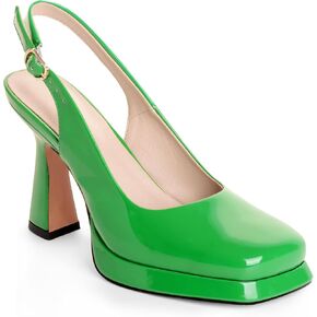 أعقاب عالية للنساء Slingback Square Toe Pumps أحذية مغلقة إصبع القدم كعب Mary Jane Fashion منصة عصف in Kuwait