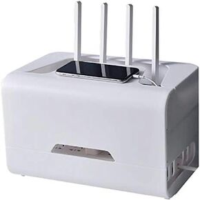 WiFi Router Box，Router Shelf， Router Storage Box Box Router Bracket Set-top Shelf Bracket for TV Accessories Router TV Box Set Top Box Stands, 32 * 20 * 20cm, White
