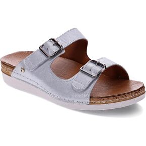 Brighton Women Women Ornotic Ons - Premium Leather - Bread Contoured Foots - أحزمة قابلة للتعديل مع أبازيم غير وظيفية - دعم القوس