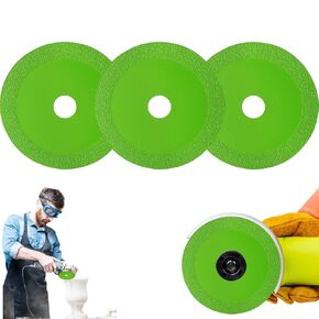 3Pcs Diamond Rock Slab Grinding Disc, 4 Inch Glass Cutting Disc, Diamond Saw Blade for Ceramics, Glass, Marble, Stone, 100mm Diameter, 20mm Inner Hole