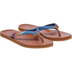 Hari Mari- Del Mar- Women's Premium Full grain Leather Flip Flop with Nautical Inspired Stripes- No Break Ins, Firm Arch Support, and Cupped Heel