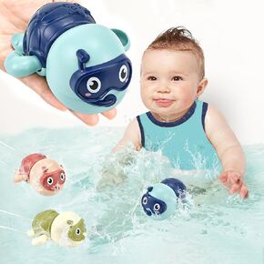 3 Pack Swimming Turtle Baby Bath Toys for Toddler 1-3,2025 Bath Toys Water Pool Floating Wind Up Toys for 1-2 Year Old Boy Girl Gifts, Infant Toddlers Kids Bathtub Toys Age 1-3 2-4 (Style 1)