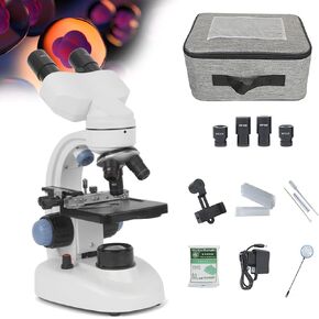Binocular Compound Microscope, Dual LED Laboratory Microscope with Eyepiece WF10X WF25X, Suitable for School and Home Teaching