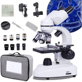 20000x Binocular Compound Microscope, Laboratory Microscope with Phone Stand, Home Educational Microscope